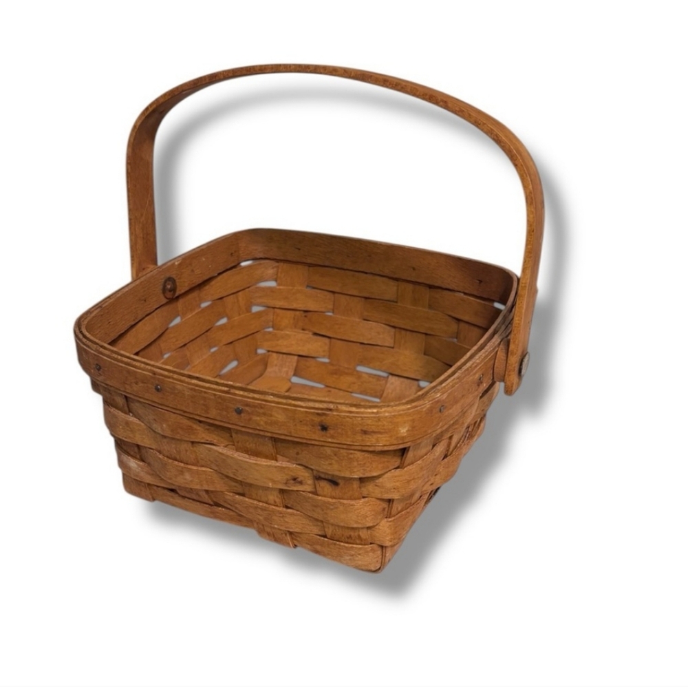 LONGABERGER Small Square Basket Collapsible Handle VINTAGE